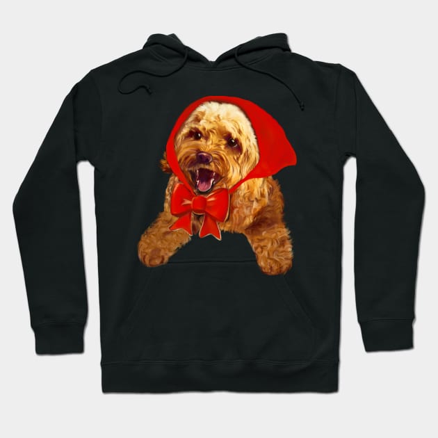 Little red riding Cava- Cute Cavapoo Cavoodle puppy dog with red hood  - cavalier king charles spaniel poodle, puppy love Hoodie by Artonmytee